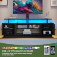 thumbnail image 5 of Uforic 70" TV Stand with Mount for 75''/80'' TV, Entertainment Center w/ Power Strip, LED Lights, Black, 5 of 8