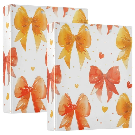 ALAZA Orange Bows Hardcover 3 Ring Binder 1.5" Round Rings Interior Pockets Binders Organizer 2 Pack