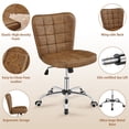 thumbnail image 7 of Yaheetech Modern Tufted Armless Desk Office Chair with Rolling Wheels, Retro Brown, 7 of 7