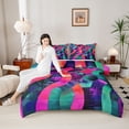 thumbnail image 4 of Castle Fairy Abstract Spiral Stripes Twin Comforter Sets,Gradient Lines Bedding Set, 4 of 8