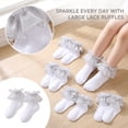 thumbnail image 6 of CHCNHAC 2 Pairs Baby Girl Socks Silver Lace Ruffle Infant Cotton Soft Princess Frilly Photo Shoot Birthday Party Gift, 6 of 6