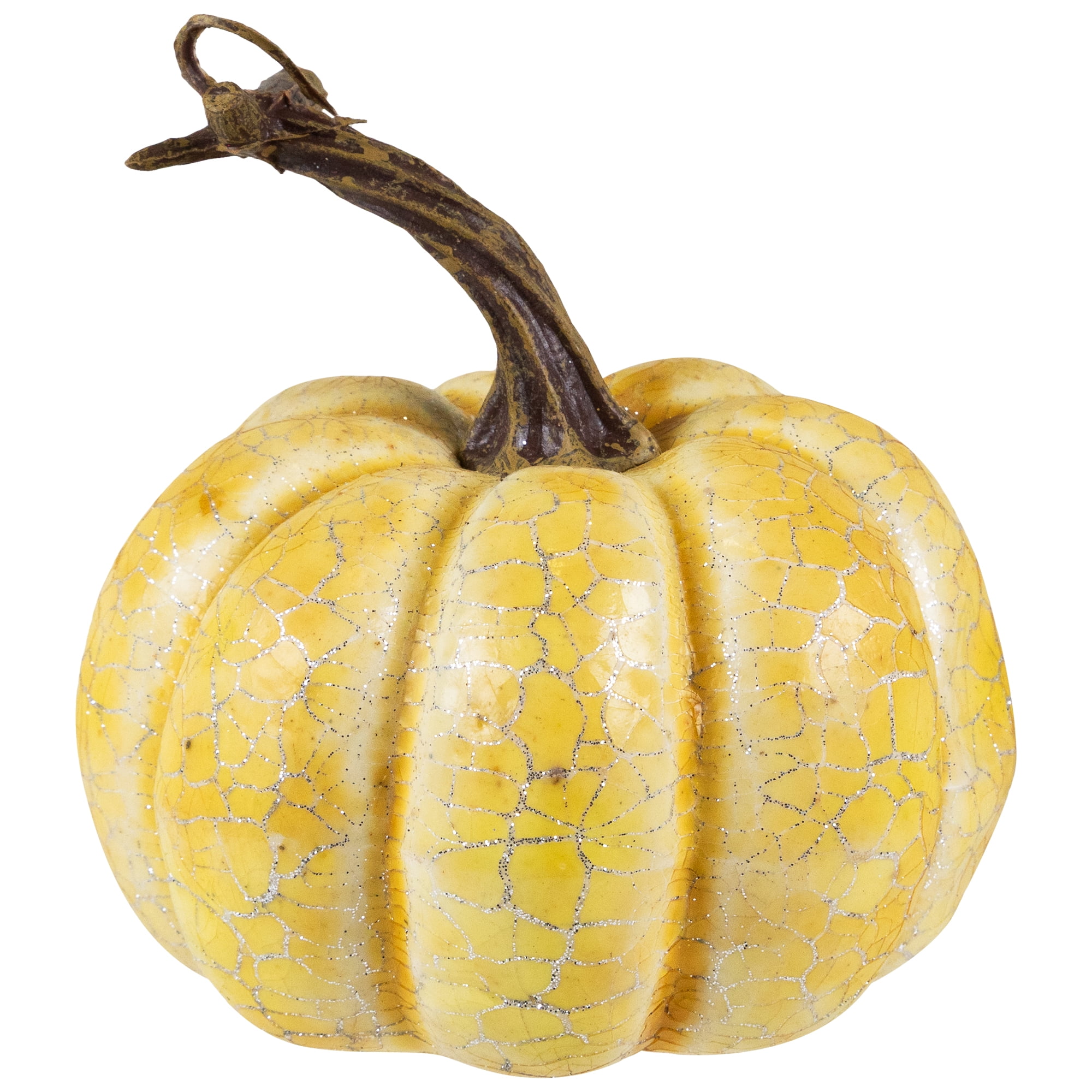 Set of 3 Antiqued White Crackle Finish Fall Harvest Pumpkins 4"