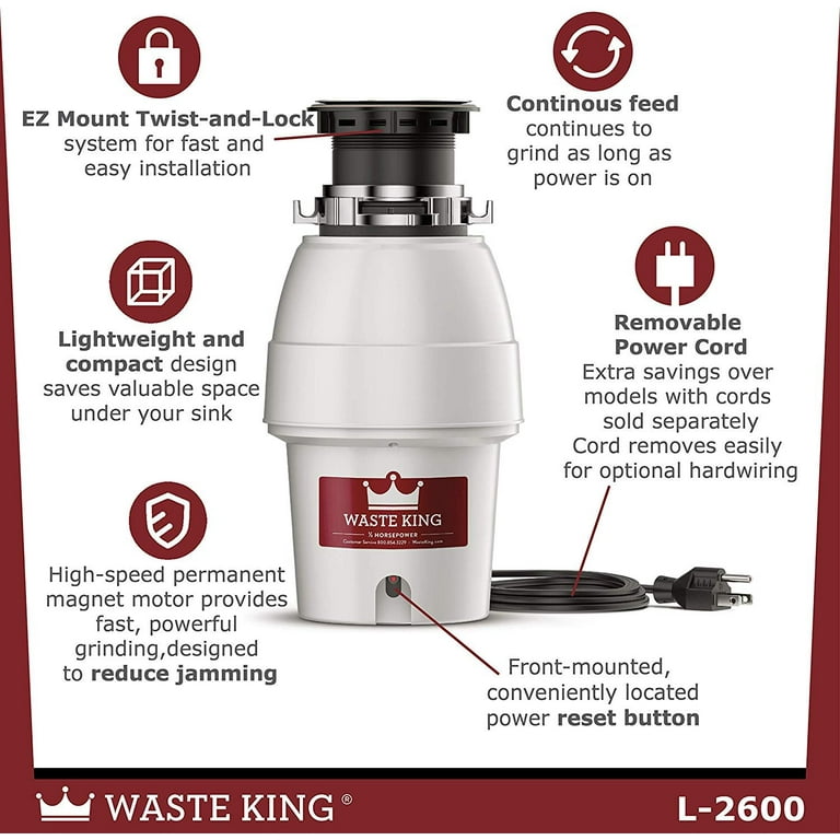 Waste King L-2600 Compact Electric Kitchen Garbage Disposal with