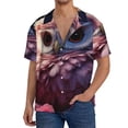 thumbnail image 1 of Balery Cute Flower Owl Camisa Casual de Manga Corta con Botones para Hombre, Texturizada, Estilo Cubano, para Playa, Verano-XX-Large, 1 of 5