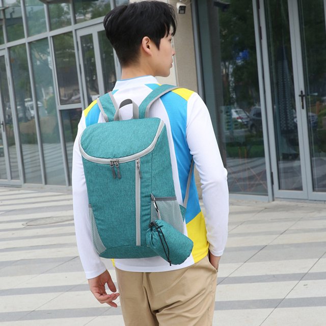 Mochila de nailon para acampar, bolsa de senderismo ligera para viajes de oficina (verde)