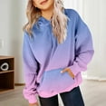 thumbnail image 2 of Girls Gradient Color Hoodie | Preppy Oversized Hooded Sweatshirt | Cute Pocket Pullover with Long Sleeve | Streetwear Casual Wear for Teen Girls(Sky Blue,4-5Years), 2 of 7