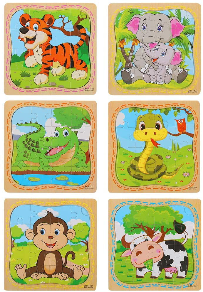 Wooden Jigsaw Puzzle Kids Toddler Animal Pre School Learning Toys 16 Piece  Puzzles & Geduldspiele LA1864649