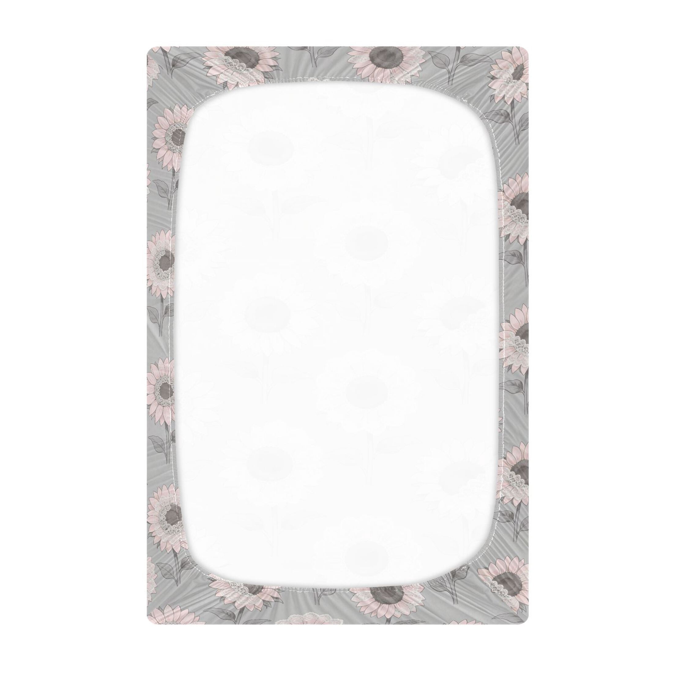 Baby Essentials 52”x 28”- Standard Cotton-like Modal Elastic- Gray Sunflower Design Crib Sheets for Newborns and Toddlers