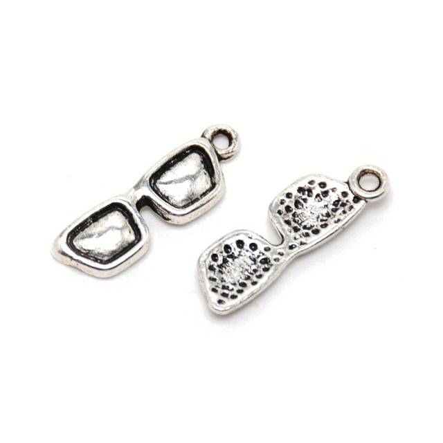 Glasses Alloy Small Handmade Charms Pendant Antique Silver 21x6.5x2mm Hole: 1.4mm