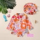 thumbnail image 4 of Eliza-0-24M Bebé Niñas Verano Trajes De Baño Conjuntos De Manga Larga Floral/Shell Print Cremallera Traje Con Sombrero, 4 of 4