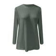 thumbnail image 4 of Women's Crewneck Long Sleeve Sweater with Pockets Side Slit Hem Loose Fit Knit Top Fall Winter Fashion 2025 Casual Comfort Outfits Green M, 4 of 4