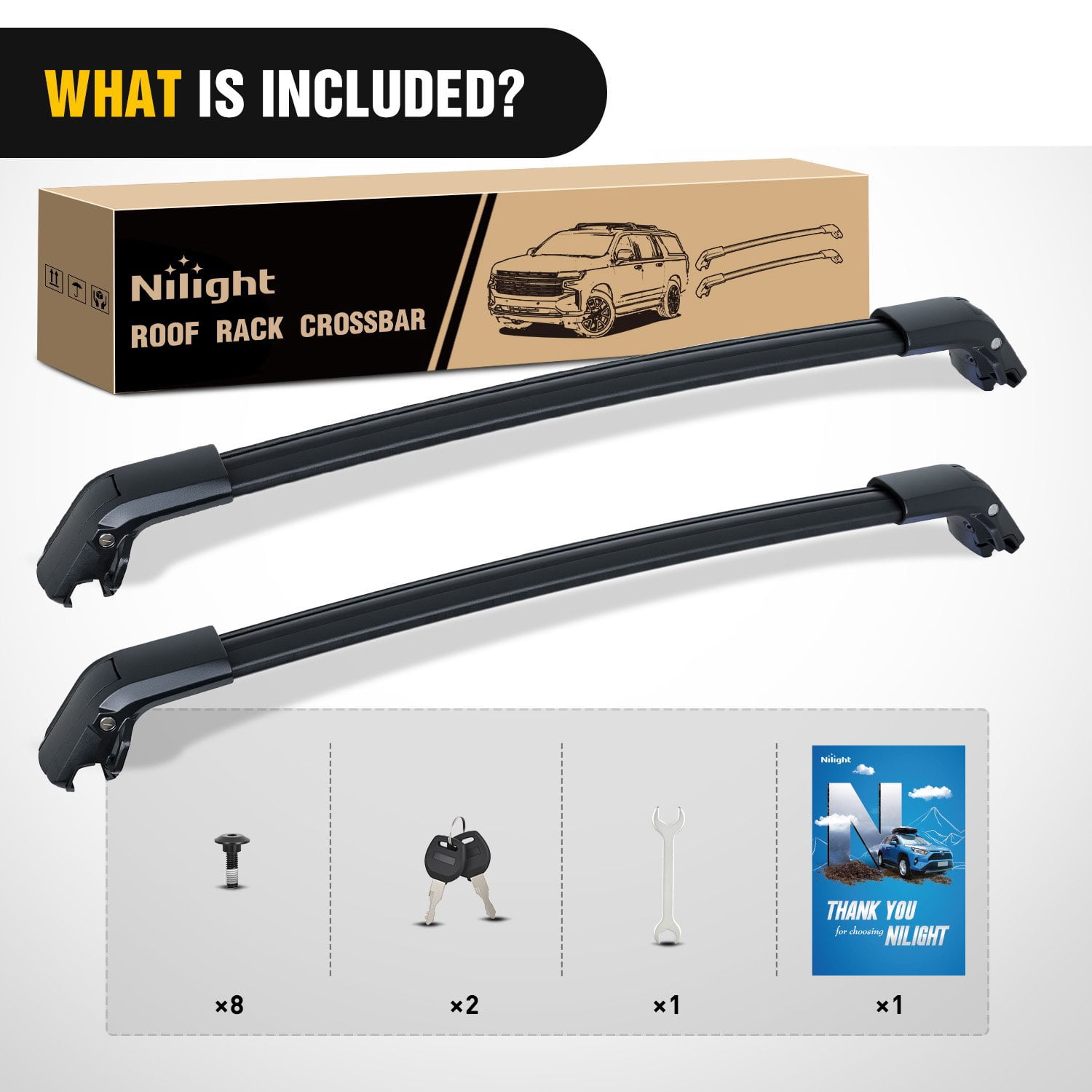 Roof Rack Cross Bars Compatible with Chevrolet Tahoe Suburban GMC Yukon Cadillac Escalade 2021 22 23 2024, Adjustable Aluminum Car Crossbars for Cargo Carrier Luggage Box Kayak Tent Snowboard