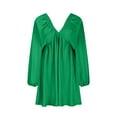 thumbnail image 1 of Gspmoly Robes d'Été pour Femmes, Robe à Manches Longues pour Femmes à Col en V Longueur Genou, Robe Aguichant Rétro Ample, Robes de Travail pour Femmes Économies, 1 of 5