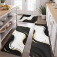 thumbnail image 2 of Black White Gold Marble Pattern Kitchen Rugs Sets Of 3,Kitchen Runner Rugs Non Skid Washable,Decorative Kitchen Floor Mats for Kitchen,Sink,Laundry,17"x30"+ 17"x47" + 17"x59", 2 of 6