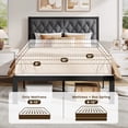 thumbnail image 7 of Bolvdo Full Upholstered Bed Frame with Tufted Headboard, Heavy-Duty Metal Support, Noise-Free, No Box Spring Needed, Easy Assembly, Grey, 7 of 7