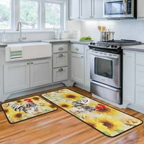 Christmas Thanksgiving Gift Rooster Kitchen Rugs and Mats Non Skid Washable, Non-Slip Backing Kitchen Mat Set of 2 for Floor Kitchen Runner Rug Sets for Kitchen Dining Room Sink 17x47 17x23