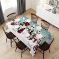 thumbnail image 6 of Teal Blue Christmas Table Cloth Waterproof Tablecloths, Snowman Xmas Tree Winter Snowflake Tablecloth Dining Table Cover for Kitchen Party Tabletop Outdoor, Rectangle Tablecloth 54x108 Inch, 6 of 9