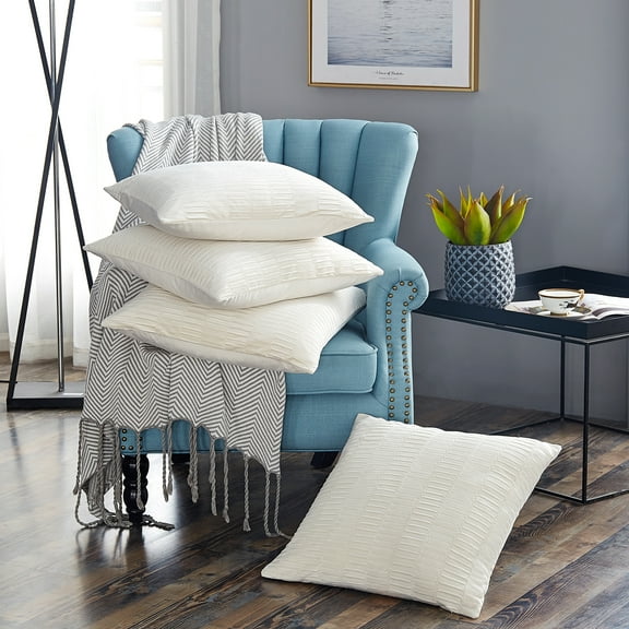 Home Soft Things Pleated Velvet 4 Piece Throw Pillow Cover Set - Gardenia - 20" x 20"