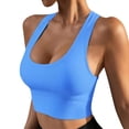 thumbnail image 2 of MYAOYI Wide Strap Sports Bra for Women Seamless Ribbed U Neck Workout Crop Top, 2 of 5