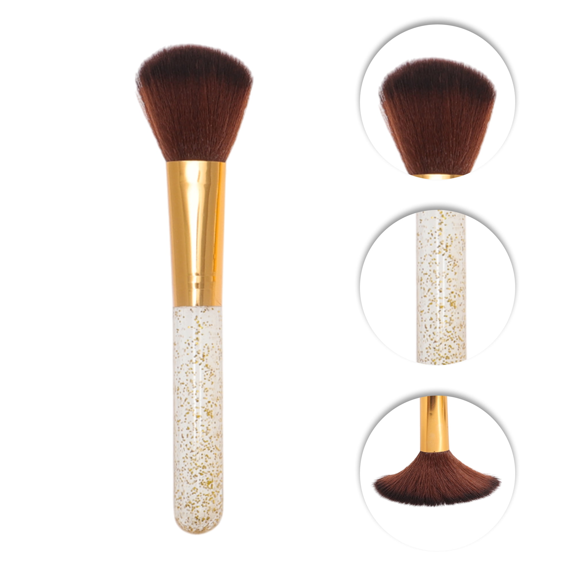 Unique Bargains 12 Pcs Durable Bucket Makeup Brush Set for Bathroom Gold Tone