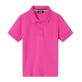 thumbnail image 2 of LittleSpring Toddler Boys Pique Polo Shirt Short Sleeve School Uniform Tshirt for Kids Summer Clothes Rose Red 4T, 2 of 6