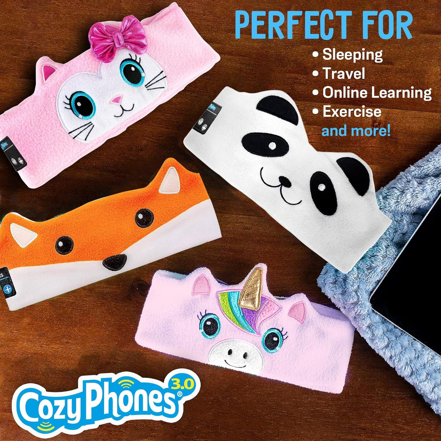 CozyPhones 3.0 Kids Headphones Wireless & Wired with Volume Limiting, Perfect Toddler Earphones - Includes Wired Option & Travel Bag. Great for Girl or Boy, School, Home and Travel - Panda