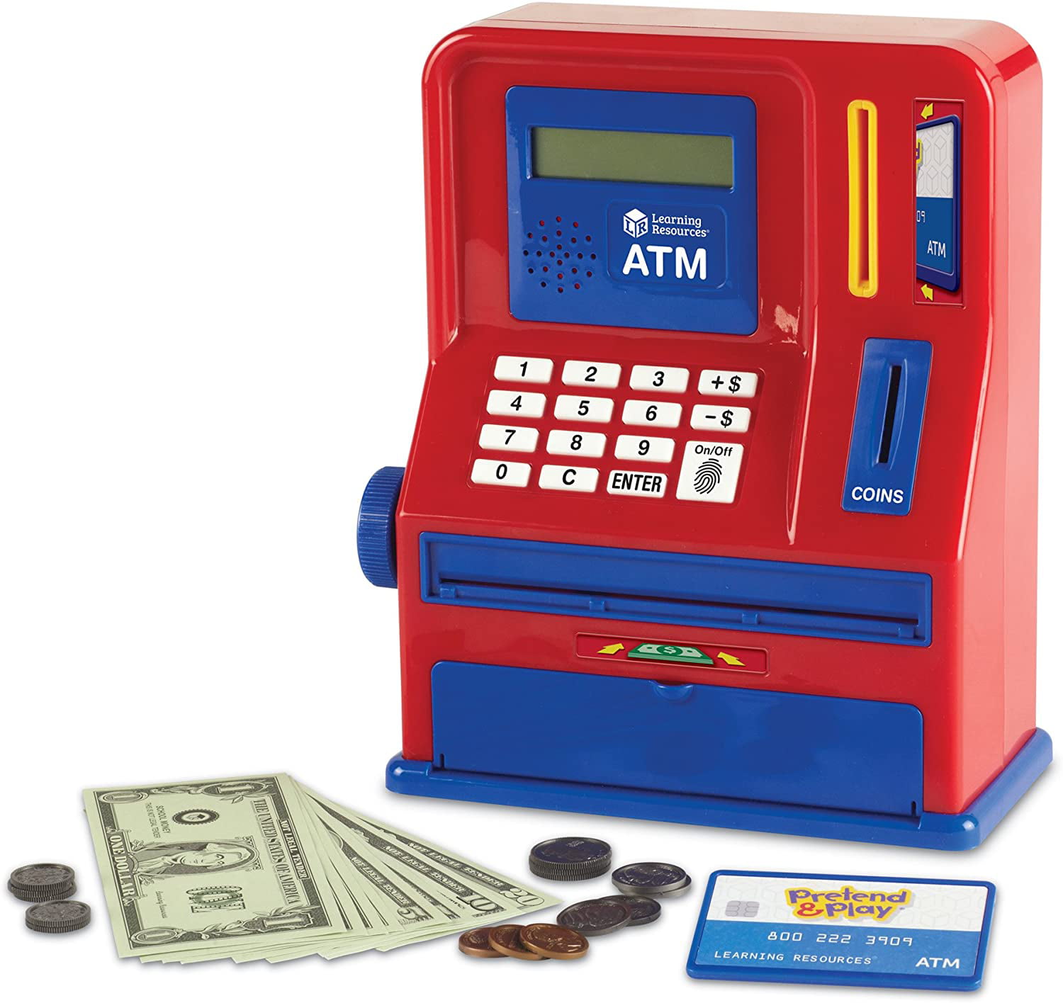 TEACHING ATM BANK Blue Red Classic Toy for Kids 32 Pieces By LEARNING RESOURCES 