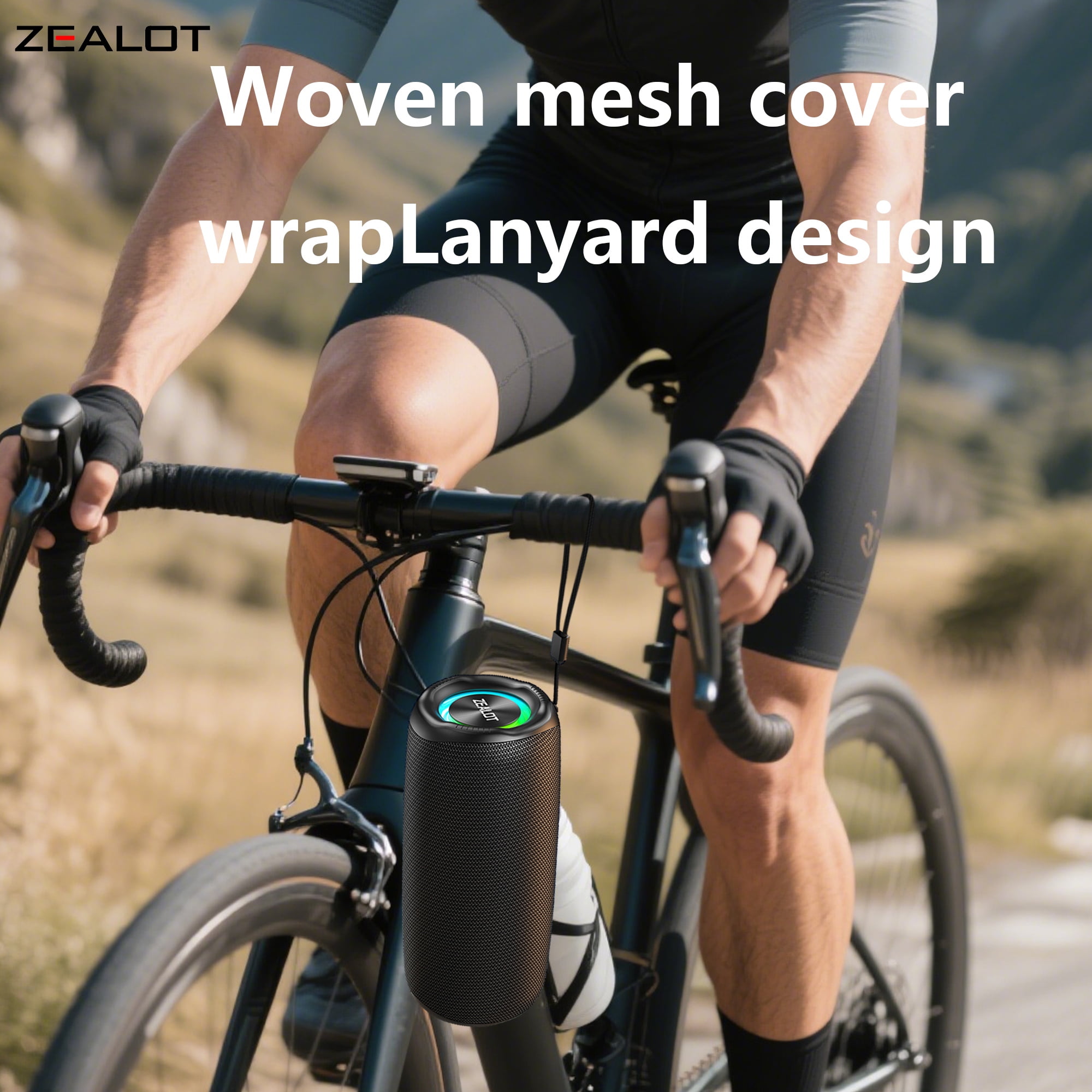 Portable Bluetooth Speaker, Bicycles Speaker, 20W Powerful Sound and Deep Bass, 12H Playtime, Multiple Speaker Pairing for Home, Party and Travel, ZEALOT MP2