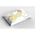 thumbnail image 2 of Ambesonne Vintage Pillow Sham 2 Pack, Bicycle with Flowers, 26"x20", White and Yellow, 2 of 3