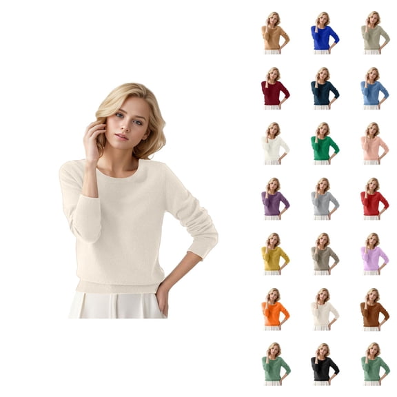 Women'S Sweaters 2026 Fall Winter Casual Long Sleeve Crewneck Soft Plain Knitted Sweaters Pullover Top