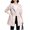Beige, variant on Women's Hooded Drawstring Waist Trench Coat Elastic Cuffs Long Sleeve Flap Pocket Mid Length Windproof Outerwear