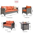 thumbnail image 7 of Ovios 5 Pieces Outdoor Patio Furniture with 30 Inch Fire Pit Table Wicker Patio Sectional Sofa with Single Chairs for Backyard Decor, 7 of 7