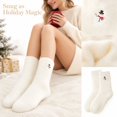 thumbnail image 3 of Women Christmas Fuzzy Embroidered Crew Socks, Soft Fluffy Warm Holiday Sleeping Socks, Cozy Thermal Indoor Socks, Festive Gift Socks for Ladies B, 3 of 5