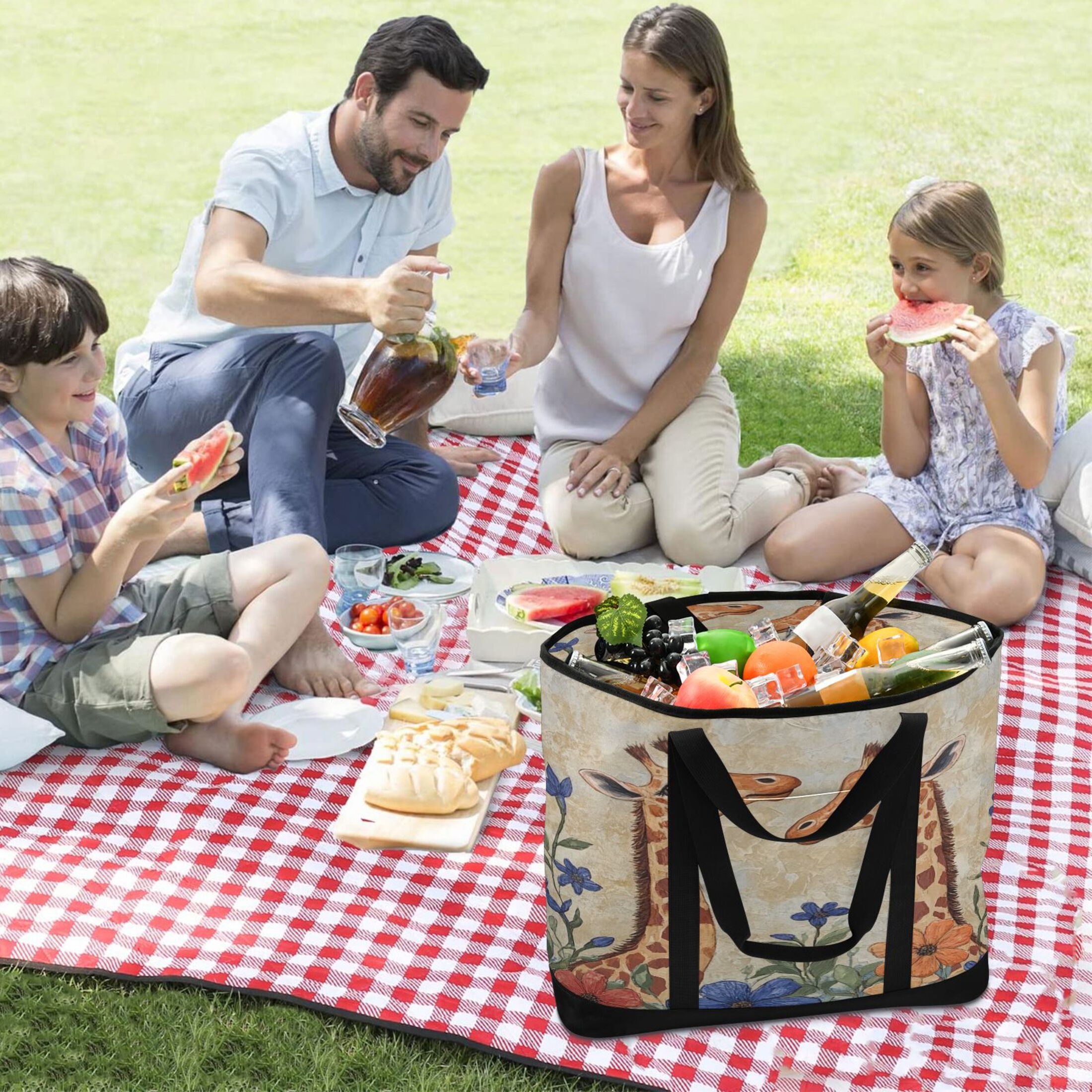 Large Hand-held Ice Pack Picnic Bag Insulation and Refrigeration Suitable for Shopping Picnics and Camping Two Giraffes