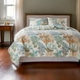 thumbnail image 6 of Benjara Wade 3pc King Size Quilt Set- Sham- Jade Blue Coastal Microfiber Cotton, 6 of 6