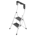 thumbnail image 1 of Hailo Folding Step Stool, Non-Slip 2 Step Steel Ladder for Home & Kitchen, White, 1 of 6