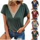 thumbnail image 1 of Fiudx Liquidación de Ahorros de Verano Blusas y Blusas con Cuello En V de Manga Corta para Mujer, Informales, a La Moda, Primavera y Verano, 1 of 7
