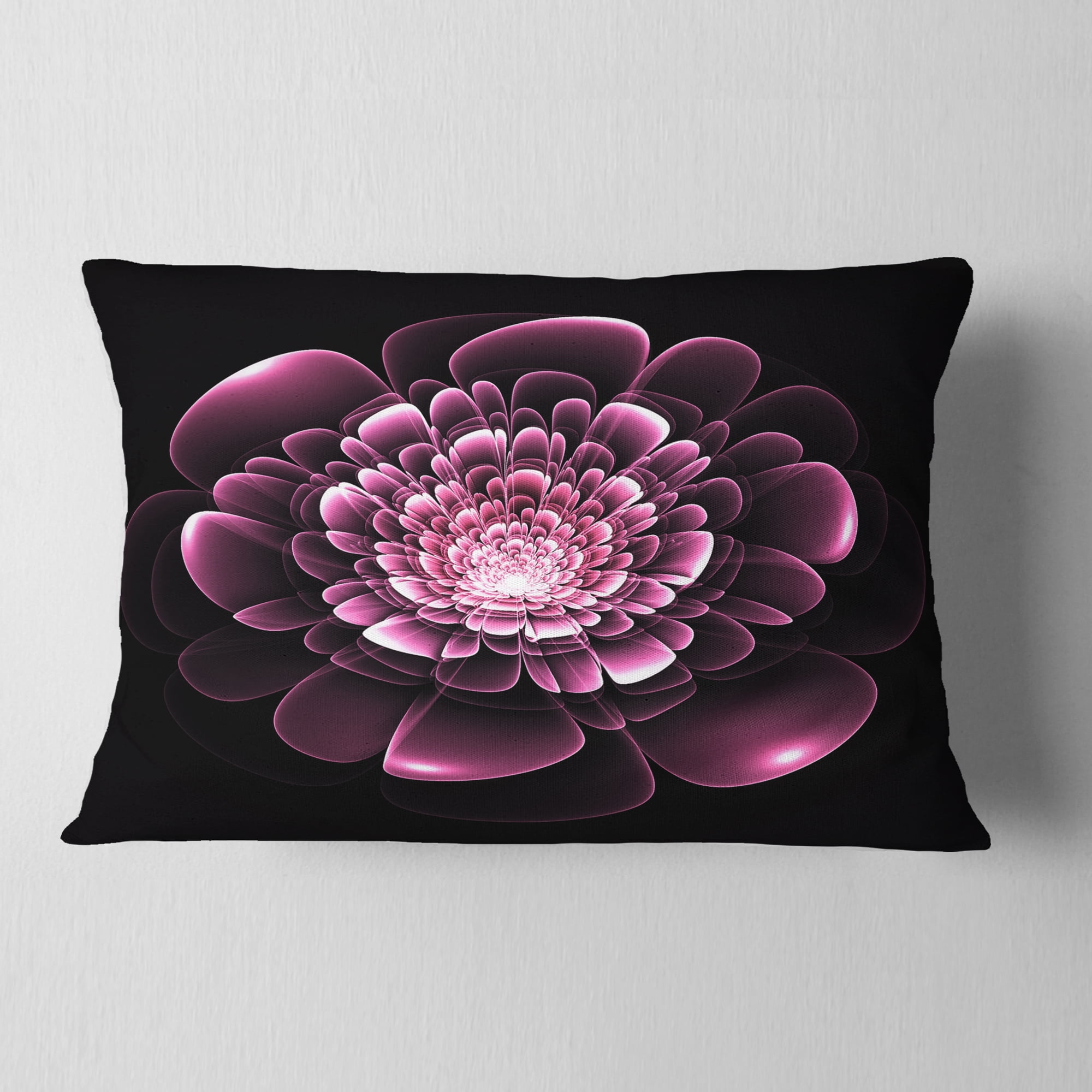 Designart Purple Glossy Typical Fractal Flower - Floral Throw Pillow - 12x20