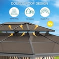 thumbnail image 4 of GAOMON 13' x 10' Double Hardtop Gazebo with Polycarbonate Roof, Aluminum Frame, Net, and Curtain – UV Protection, Weather-Resistant Outdoor Shelter for Patio, Backyard, Garden, and Deck, 4 of 7