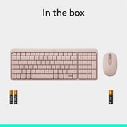 Logitech MK250 Bluetooth Wireless Mouse and Keyboard Combo: Fast & Easy Connectivity, Compact Wireless Keyboard, Ambidextrous Mouse (Rose)