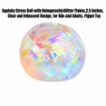 thumbnail image 3 of Squishy Stress Ball with Holographic Glitter Flakes, 2.5 Inches, Clear and Iridescent Design, for Kids and Adults, Squeeze Toy, 3 of 3