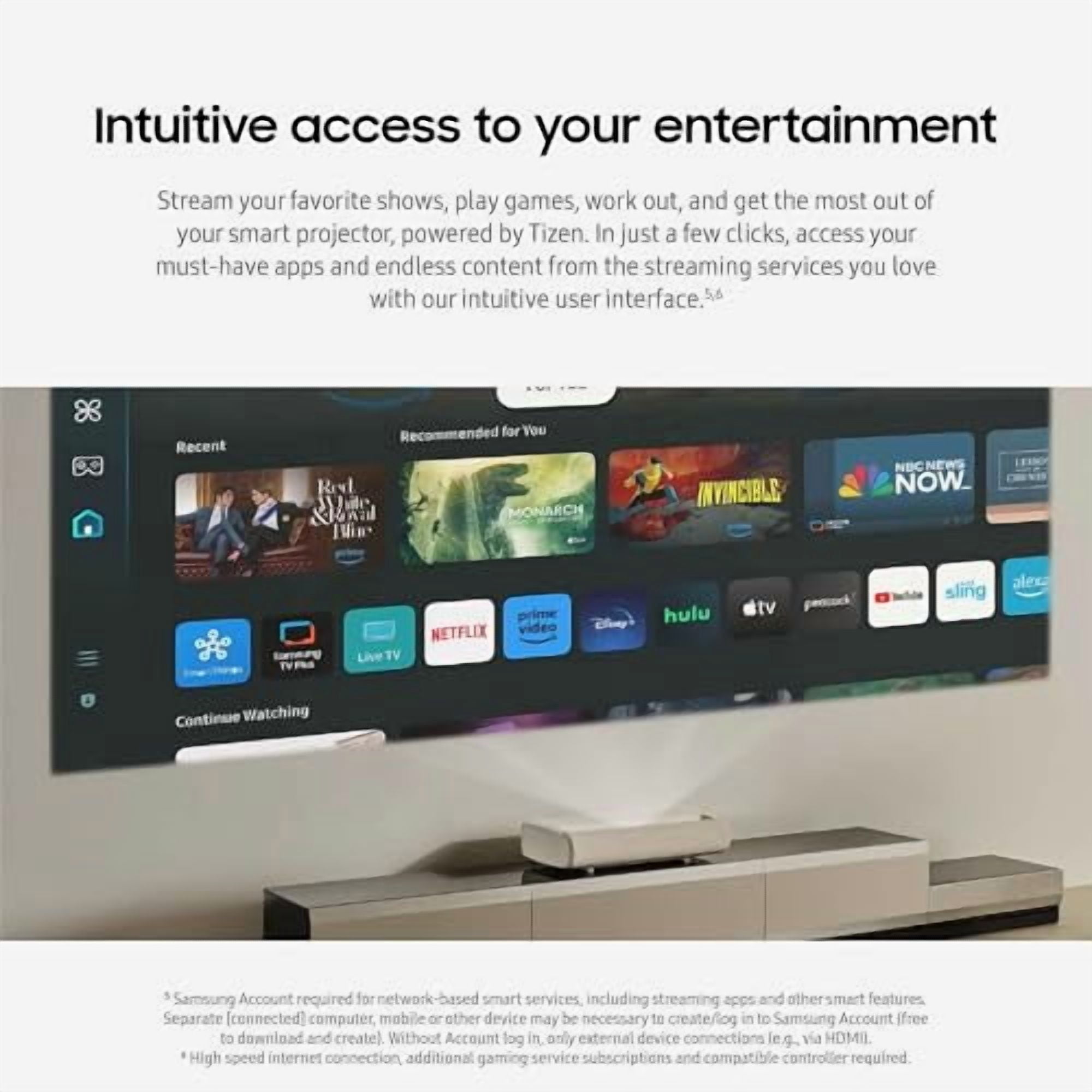 SAMSUNG 130-Inch Class LPU9D Series The Premiere Ultra Short Throw 4K AI Smart TV Triple Laser Projector for Home Theater w/ Gaming Hub, Vision Boost, Powerful Sound, Alexa Built-In, SP-LPU9DSA, 2024