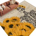 thumbnail image 2 of Skeleton with Sunflower Washable Living Room Rugs 5'x7', Retro Sheet Music Funny Low Pile Throw Large Area Rugs Non-Slip Sturdy Edge Binding Carpet for Dining Room Bedside Kitchen, 2 of 9