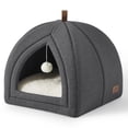thumbnail image 1 of Cat Bed Bedsure 2 en 1 Cat Cave House, tienda de campaña con almohada, gris oscuro, 1 of 6