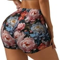 thumbnail image 2 of Wukai Rose Flowers Print Pack Biker Shorts for Women Yoga Workout Gym Running Scrunch Active Shorts-Small, 2 of 8