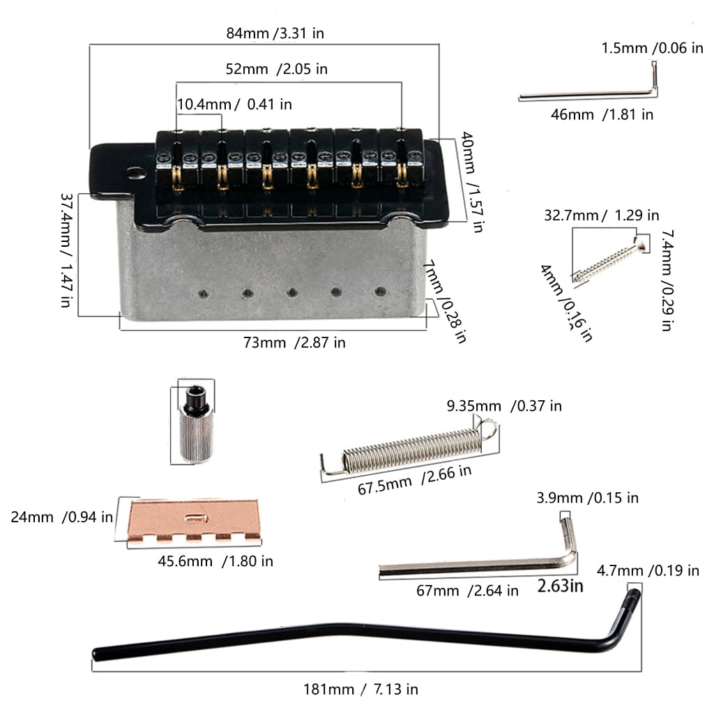 CEORPER 6 String Electric Guitar Bridge Set Heavy Duty Metal Tremolo System for Guitar
