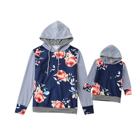 

Aompmsdx Parent-Child Women S Long-Sleeved Hoodie Patchwork Stripe Print With Pocketschristmas Pajamas Family