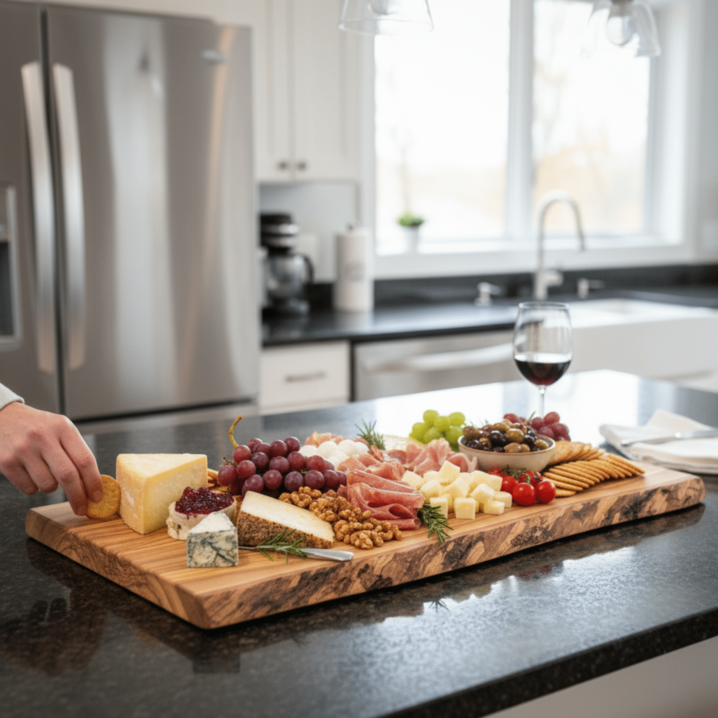 The Live Edge - Olive Wood Cutting Board for Kitchen | Wood Slab for Meat Cheese  Bread Cutting