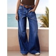 thumbnail image 5 of Womens Wide Straight Leg Mid Rise Baggy Pocket Denim Jeans Without Belt XXL, 5 of 8