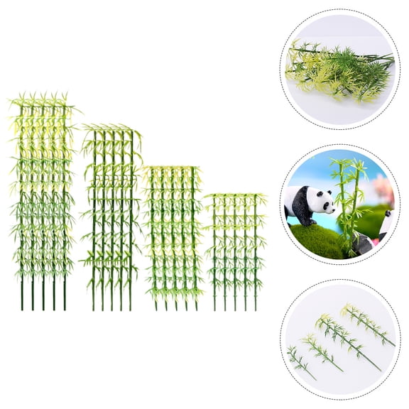 CATIEBYE 80Pcs Green Artificial Bamboo Trees Model Plastic Micro Landscape Decor